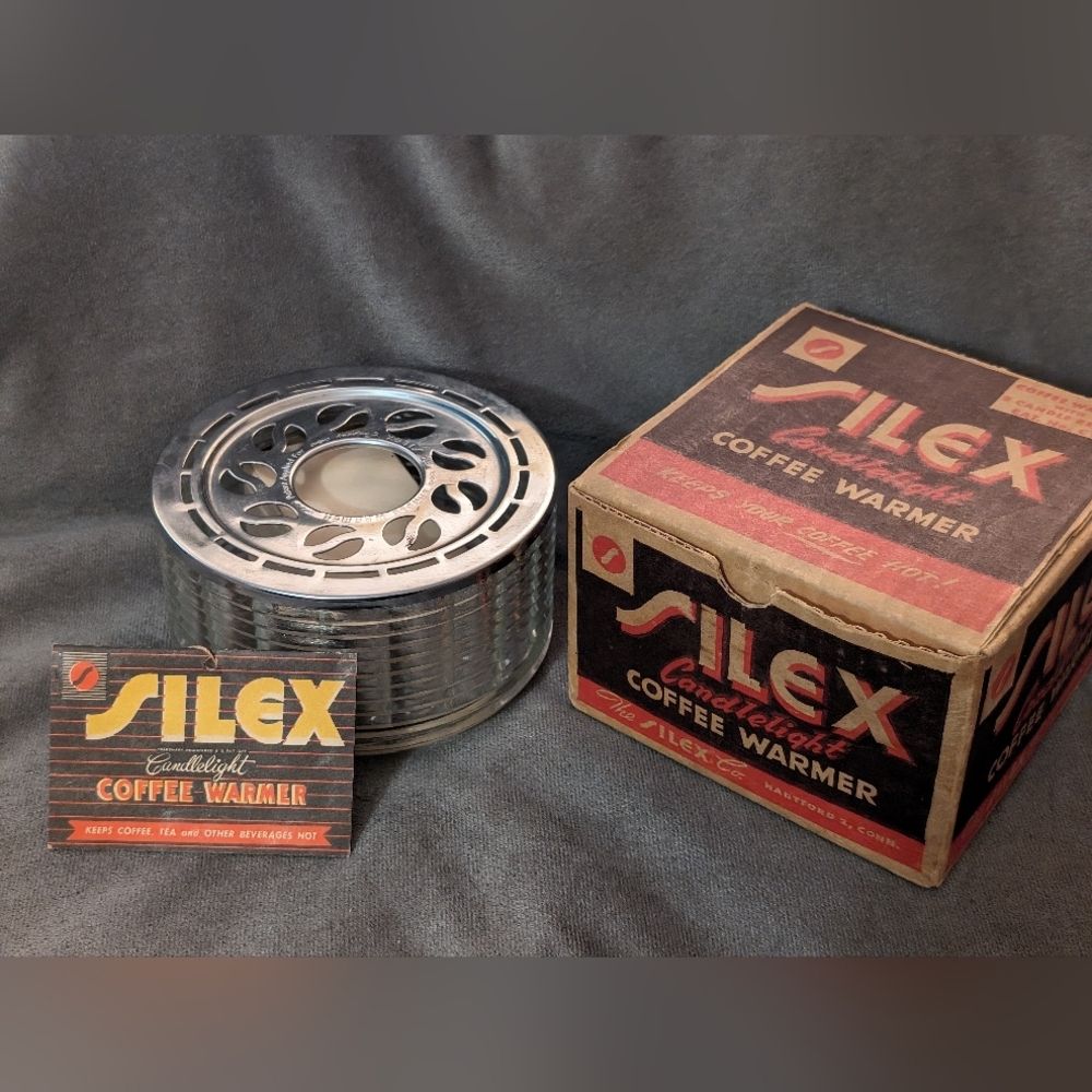 Vintage SILEX Candlelight Coffee Warmer, Votive Candle Beverage Heating Kit NEW